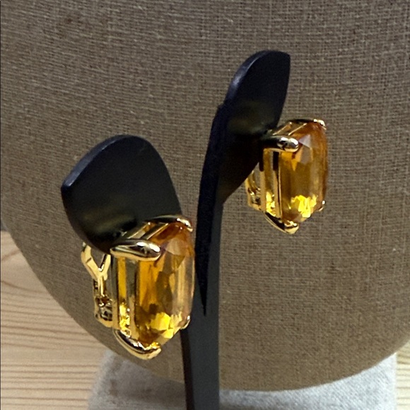 Joan Rivers Gold-Tone Yellow Gem Earrings - Picture 3 of 5